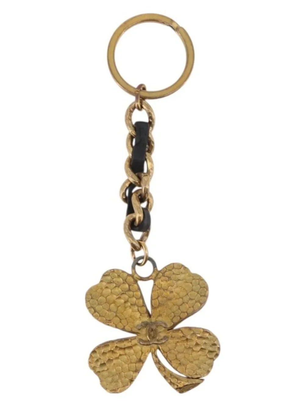 CHANEL COCO Mark Key Ring Charm metal Gold CC Auth bs34873